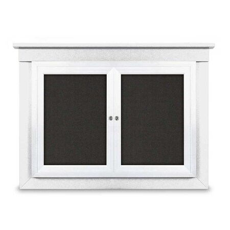 United Visual Products 60"x36" 2-Door Enclosed Letterboard, Header, Green Felt/Walnut UV2625HD-WALNUT-GREEN